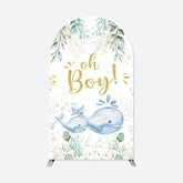 Lofaris Oh Baby Whale Greenery Double Sided Arch Backdrop